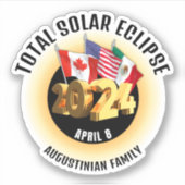 Vlaggen 2024 TOTALE ZONSVERDUISTERING Familie Sticker (Voorkant)