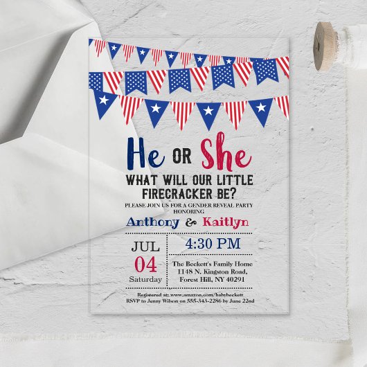 Vlaggen 4 juli: seksfeest acryl uitnodigingen