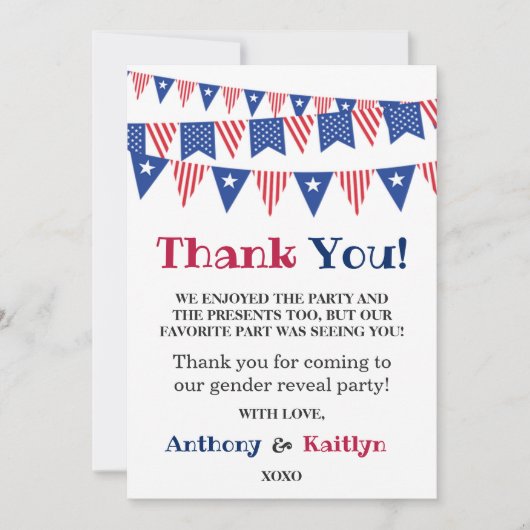 Vlaggen 4 juli: seksfeest bedankkaart (Voorkant)