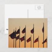 Vlaggen bij Sunset American Patriotic USA Briefkaart (Voorkant / Achterkant)