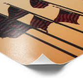 Vlaggen bij Sunset American Patriotic USA Foto Afdruk (Hoek)