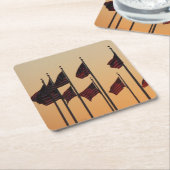 Vlaggen bij Sunset American Patriotic USA Kartonnen Onderzetters (Schuin)