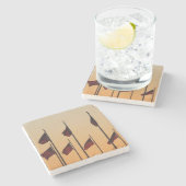 Vlaggen bij Sunset American Patriotic USA Stenen Onderzetter (Zijkant)