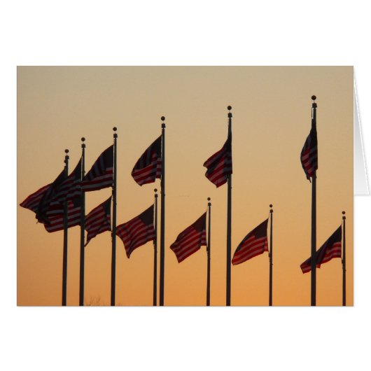 Vlaggen bij zonsondergang Amerikaanse patriottisch (Voorkant Horizontaal)