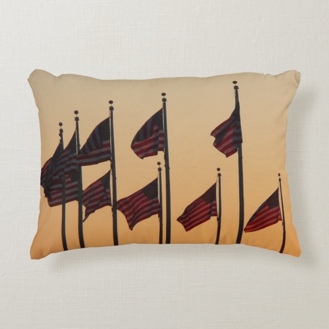 Vlaggen bij zonsondergang Amerikaanse patriottisch Accent Kussen (Voorkant)