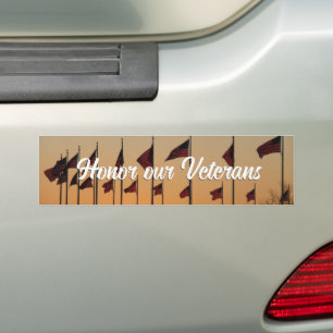 Vlaggen bij zonsondergang Amerikaanse patriottisch Bumpersticker