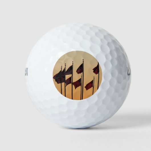 Vlaggen bij zonsondergang Amerikaanse patriottisch Golfballen (Voorkant)