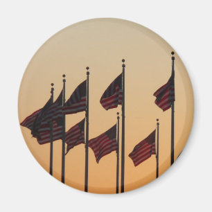 Vlaggen bij zonsondergang Amerikaanse patriottisch Magneet