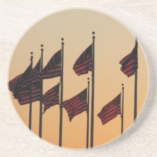 Vlaggen bij zonsondergang Amerikaanse patriottisch Zandsteen Onderzetter