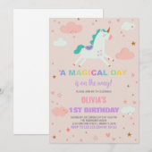 Vlaggen Eenhoorn Verjaardag Uitnodigingen (Voorkant / Achterkant)