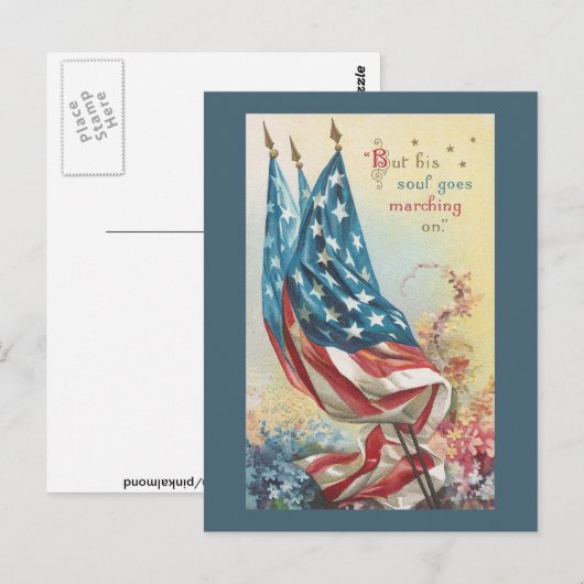 Vlaggen en bloemen voor de slachtoffers briefkaart (Voorkant / Achterkant)