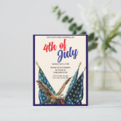 Vlaggen en Eagle Patriotic 4th of July BBQ Party Kaart (Staand voorkant)