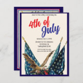 Vlaggen en Eagle Patriotic 4th of July BBQ Party Kaart (Voorkant / Achterkant)