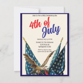 Vlaggen en Eagle Patriotic 4th of July BBQ Party Kaart