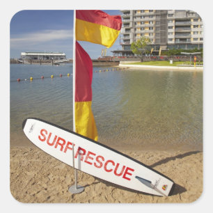 Vlaggen en surf reddingsbord vierkante sticker