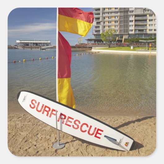 Vlaggen en surf reddingsbord vierkante sticker (Voorkant)
