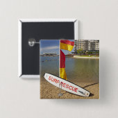 Vlaggen en surf reddingsraad vierkante button 5,1 cm (Voorkant /achterkant)
