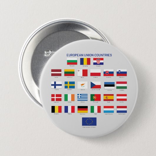 Vlaggen EU-landen Ronde Button 7,6 Cm (Voorkant /achterkant)