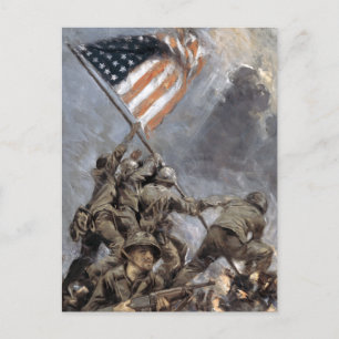Vlaggen hijsen op de berg Suribachi, Iwo Jima, 194 Briefkaart