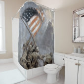 Vlaggen hijsen op de berg Suribachi, Iwo Jima, 194 Douchegordijn (In situ)