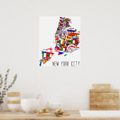 Vlaggen in de buurt van New York Poster (Keuken)