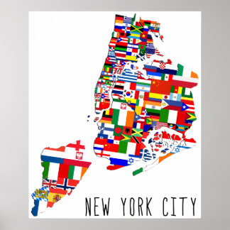 Vlaggen in de buurt van New York Poster