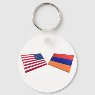Vlaggen in de VS en Armenië Sleutelhanger