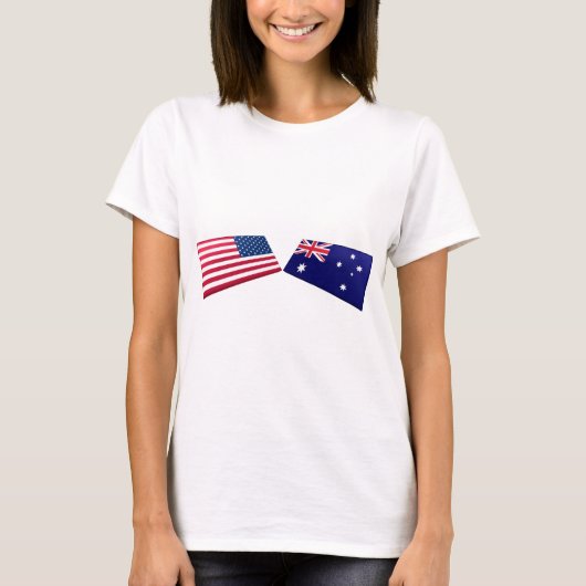 Vlaggen in de VS en Australië T-shirt (Voorkant)