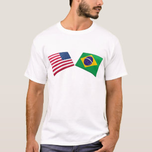 Vlaggen in de VS en Brazilië T-shirt