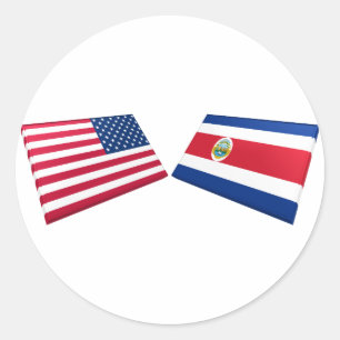 Vlaggen in de VS en Costa Rica Ronde Sticker