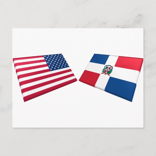 Vlaggen in de VS en de Dominicaanse Republiek Briefkaart (Voorkant)