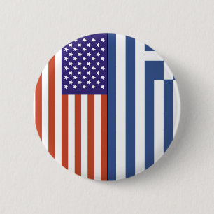 Vlaggen in de VS en Griekenland Ronde Button 5,7 Cm