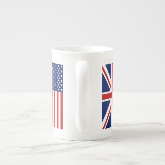 Vlaggen in de VS en het VK. Porselein Kop (Achterkant)