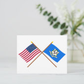 Vlaggen in de VS en in Connecticut Briefkaart (Staand voorkant)