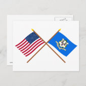 Vlaggen in de VS en in Connecticut Briefkaart (Voorkant / Achterkant)