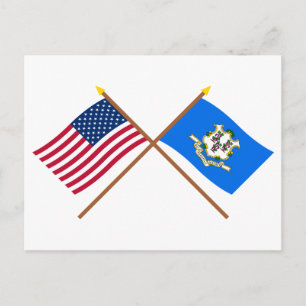 Vlaggen in de VS en in Connecticut Briefkaart