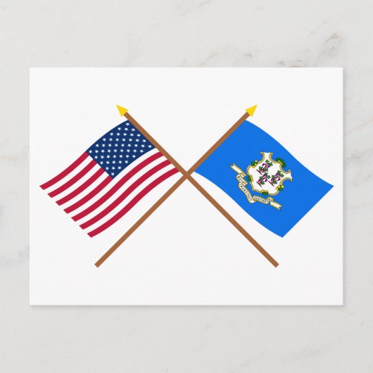 Vlaggen in de VS en in Connecticut Briefkaart (Voorkant)