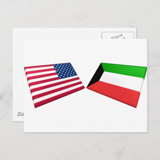Vlaggen in de VS en Koeweit Briefkaart (Voorkant / Achterkant)