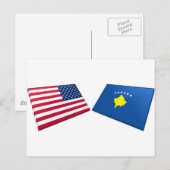 Vlaggen in de VS en Kosovo Briefkaart (Voorkant / Achterkant)