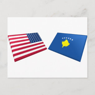 Vlaggen in de VS en Kosovo Briefkaart