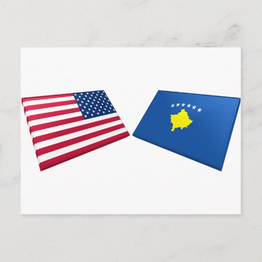 Vlaggen in de VS en Kosovo Briefkaart (Voorkant)