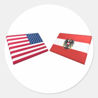 Vlaggen in de VS en Oostenrijk Ronde Sticker