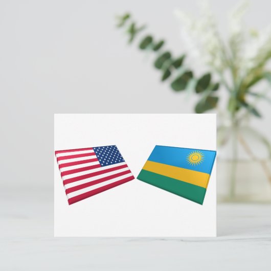 Vlaggen in de VS en Rwanda Briefkaart (Staand voorkant)