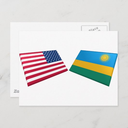 Vlaggen in de VS en Rwanda Briefkaart (Voorkant / Achterkant)