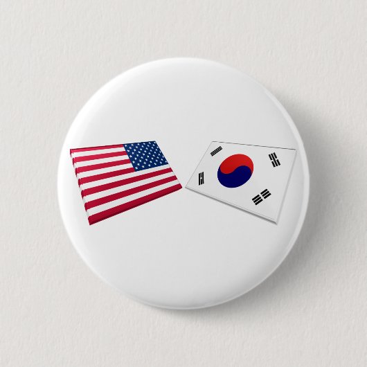 Vlaggen in de VS en Zuid-Korea Ronde Button 5,7 Cm (Voorkant)