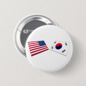 Vlaggen in de VS en Zuid-Korea Ronde Button 5,7 Cm (Voorkant /achterkant)