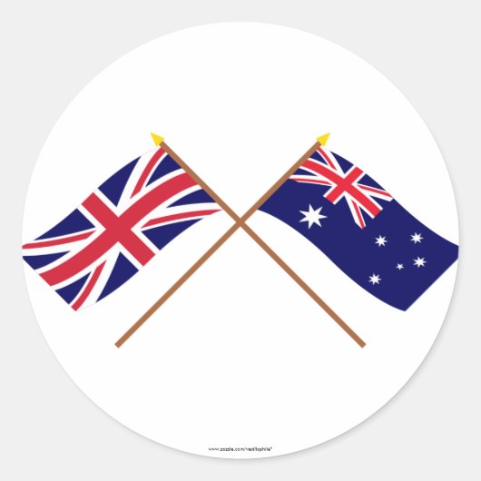 Vlaggen in het Verenigd Koninkrijk en Australië Ronde Sticker (Voorkant)