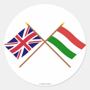 Vlaggen in het Verenigd Koninkrijk en Hongarije Ronde Sticker