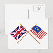 Vlaggen in het Verenigd Koninkrijk en Maleisië Briefkaart (Voorkant / Achterkant)