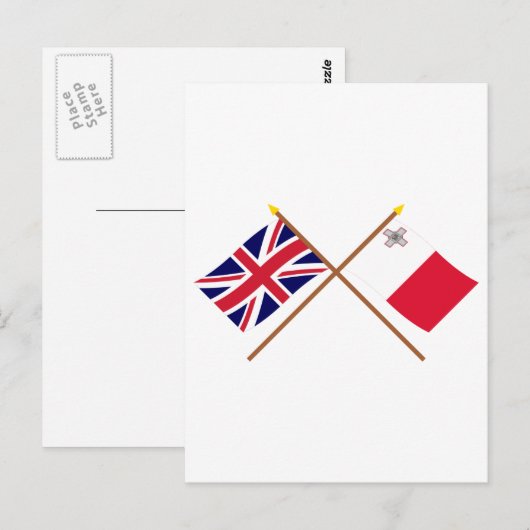 Vlaggen in het Verenigd Koninkrijk en Malta Briefkaart (Voorkant / Achterkant)